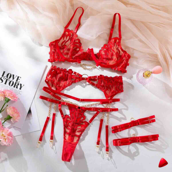 Ensemble Lingerie Travesti Exotique Rouge - vue 2