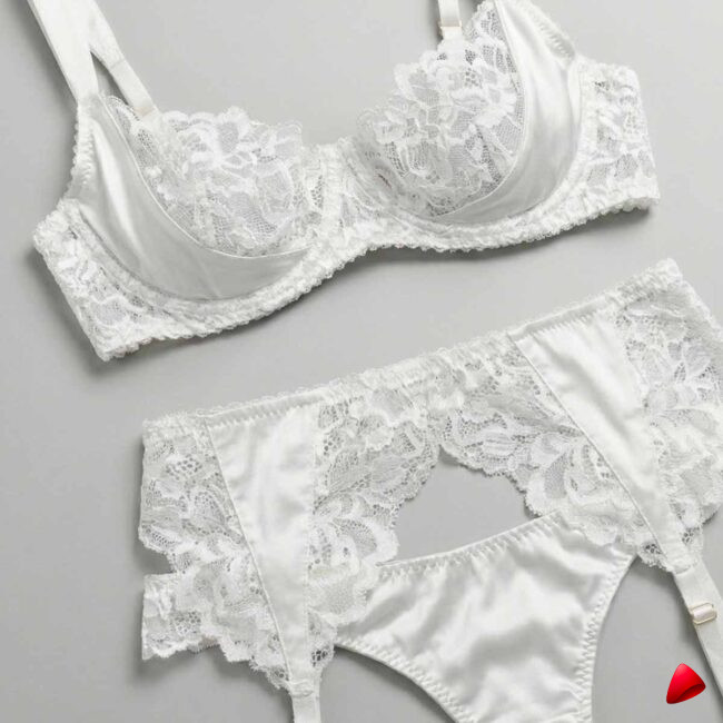 Ensemble Lingerie Travesti Blanc Satine - vue 3