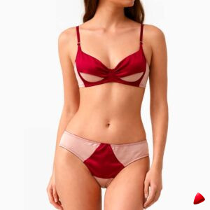Ensemble Satin Dentelle Travesti Noir Rouge - photo principale travesti & crossdresser