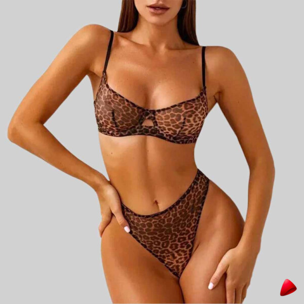 Ensemble Lingerie Travesti Léopard - photo principale travesti & crossdresser