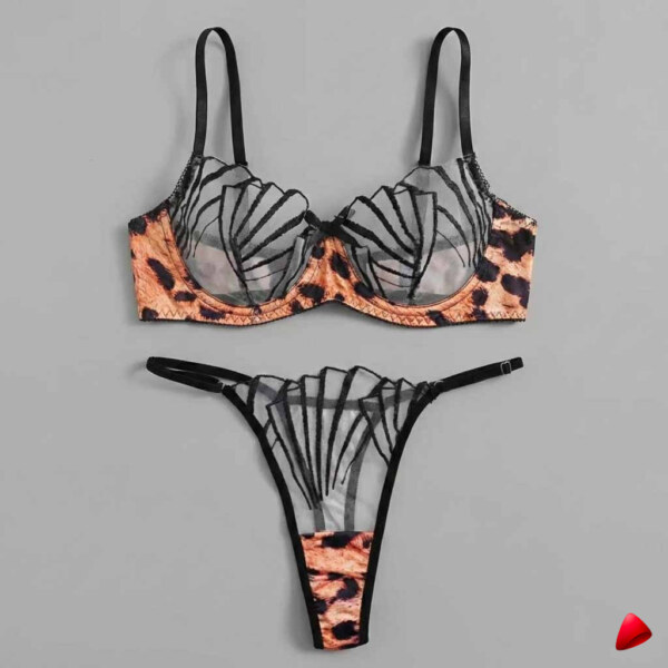 Ensemble Lingerie Travesti Léopard Romantique - vue 2
