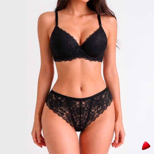 Ensemble Lingerie Travesti Noir Élégant - photo principale travesti & crossdresser