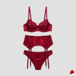 Ensemble Lingerie Travesti Rouge Transparent - vue 2