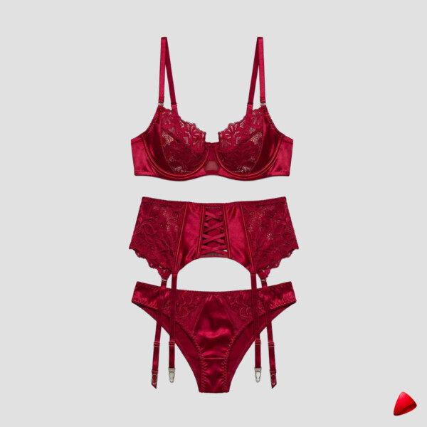 Ensemble Lingerie Travesti Rouge Transparent - vue 2