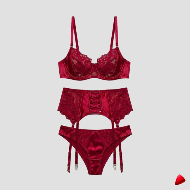 Ensemble Lingerie Travesti Rouge Transparent - vue 2