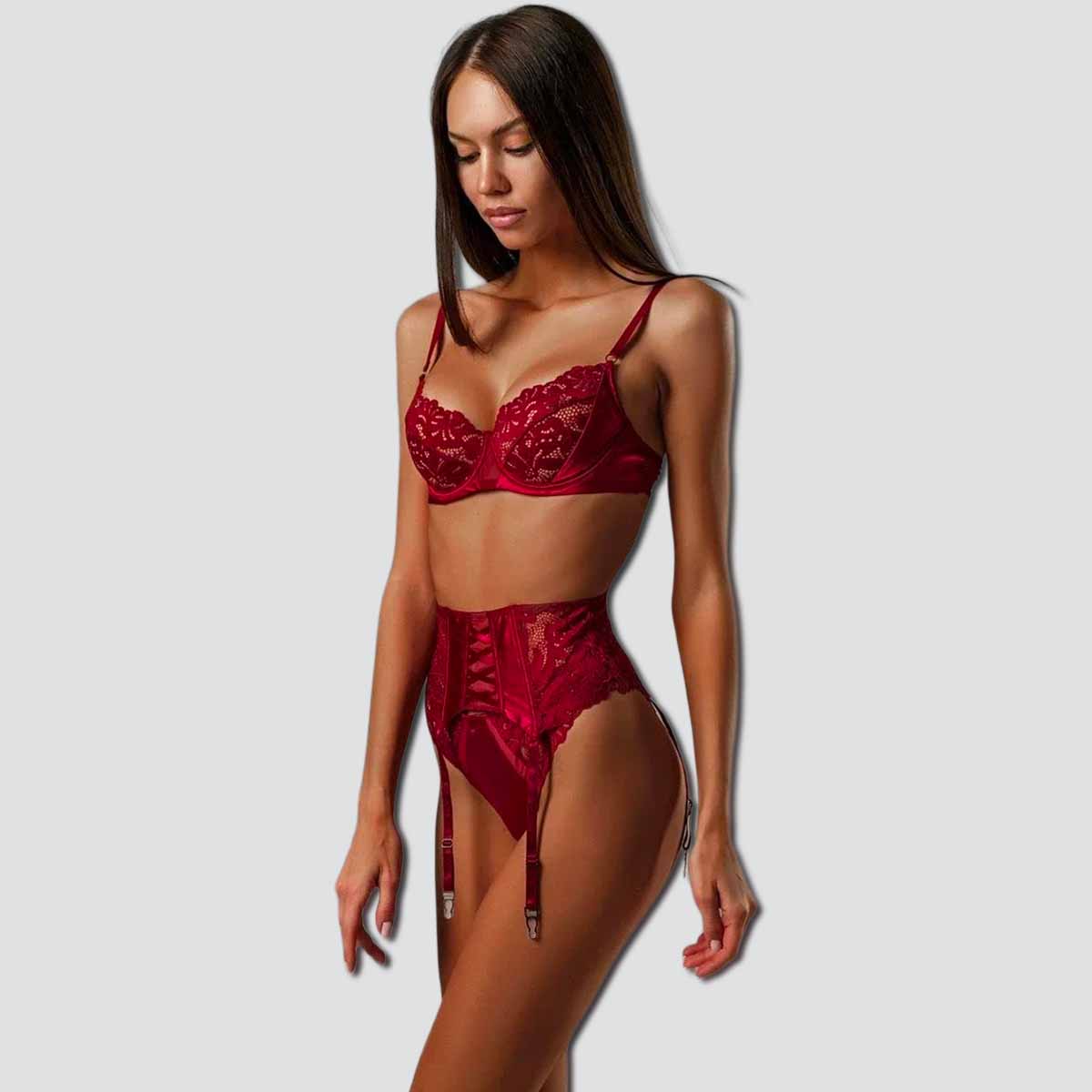 Ensemble Lingerie Rouge – Transparence Élégante