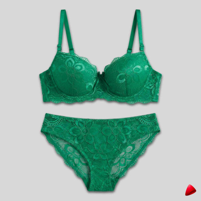 Ensemble Lingerie Travesti Vert Emeraude - vue 2