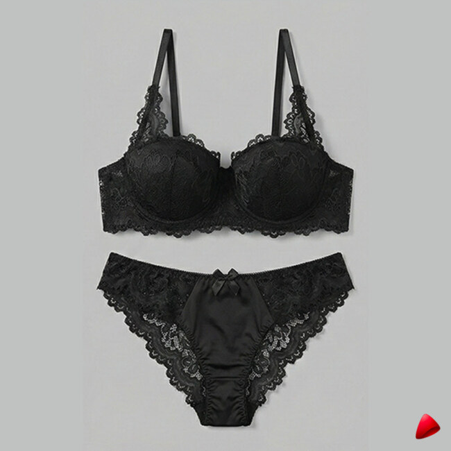 Ensemble Lingerie Crossdresser Noir Eblouissant - vue 2