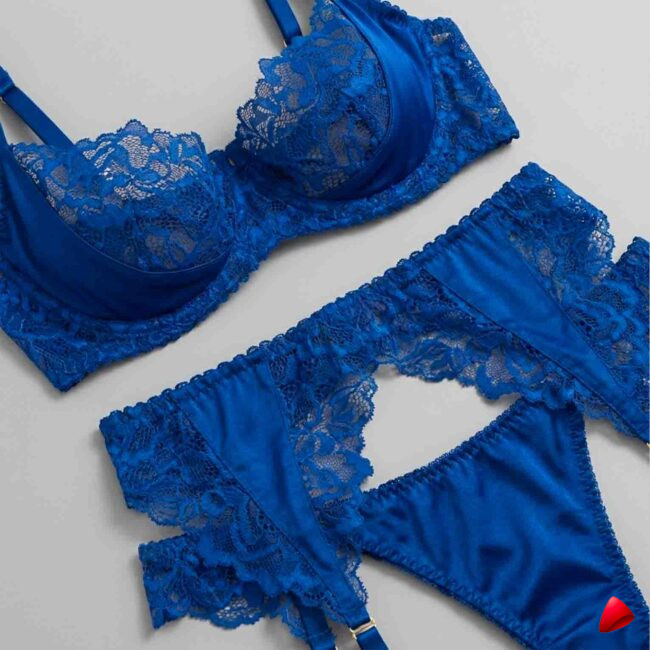 Ensemble Satin Travesti Bleu - vue 3