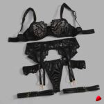 Ensemble Satin Travesti Noir - vue 2