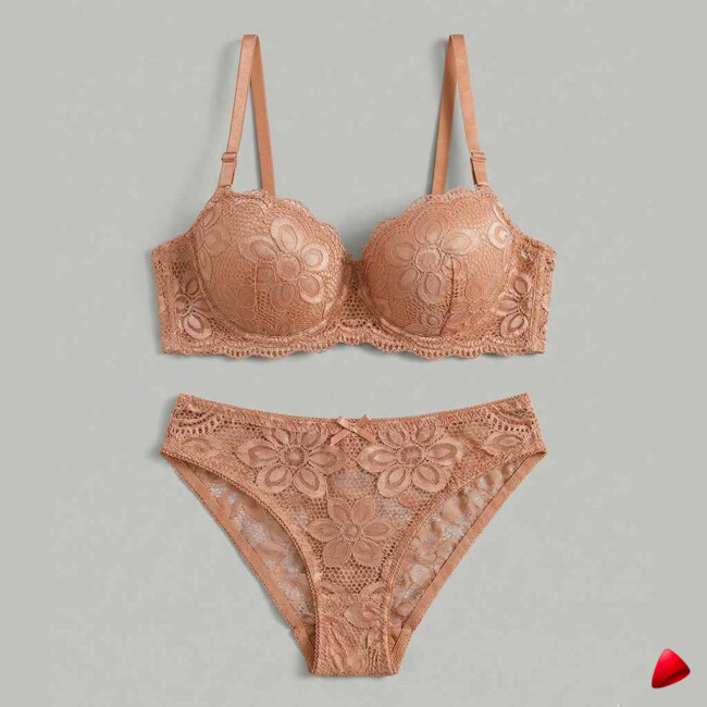 Soutien-Gorge Dentelle Travesti Beige - vue 3