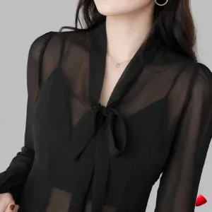 Blouse Chiffon Travesti blouse chiffon transparente, image principale, conçue pour morphologie homme féminisé