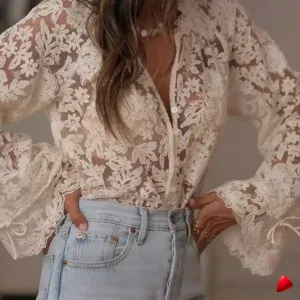 Blouse Hollow Out Travesti blouse hollow out dentelle, vue 2