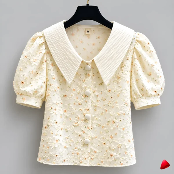 Blouse Fleurie Travesti blouse fleurie, image principale, conçue pour morphologie homme féminisé