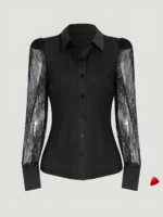 Blouse Manches Dentelle Travesti blouse manches dentelle sheer, vue 3