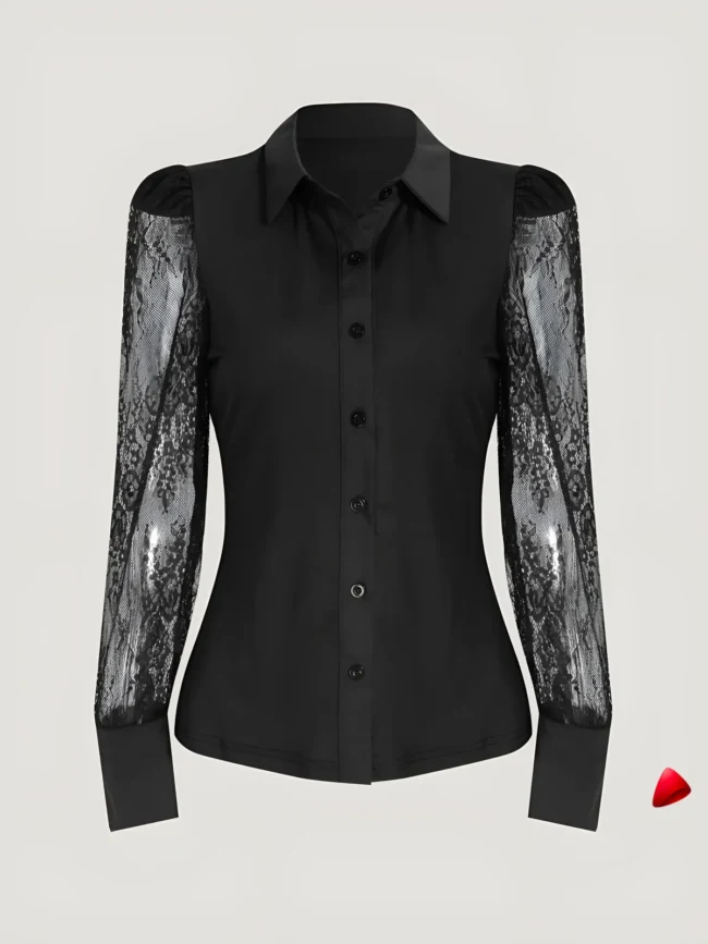 Blouse Manches Dentelle Travesti blouse manches dentelle sheer, vue 3