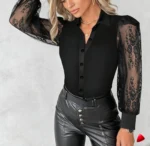 Blouse Manches Dentelle Travesti blouse manches dentelle sheer, image principale, conçue pour morphologie homme féminisé