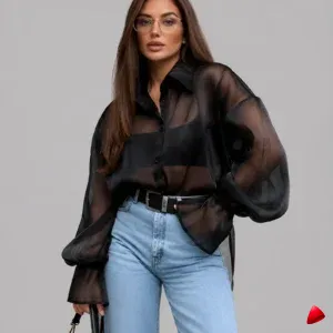 Blouse Manches Lanternes Travesti blouse manches lanternes, image principale, conçue pour morphologie homme féminisé