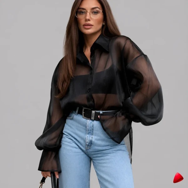 Blouse Manches Lanternes Travesti blouse manches lanternes, image principale, conçue pour morphologie homme féminisé