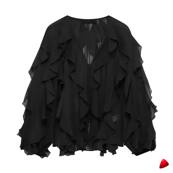 Blouse Translucide Travesti blouse translucide ruffles, vue 2