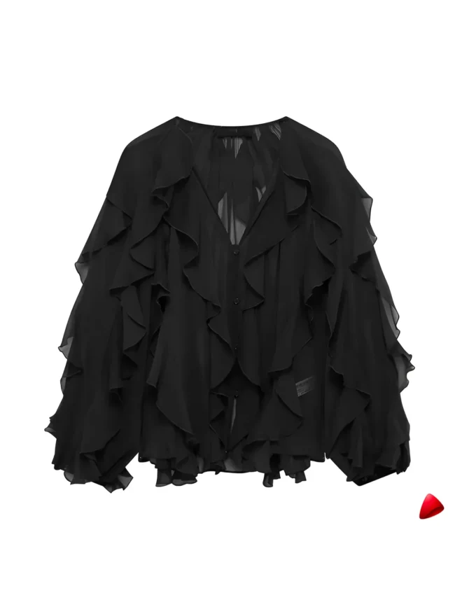 Blouse Translucide Travesti blouse translucide ruffles, vue 2