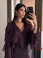 Blouse Translucide Travesti blouse translucide ruffles, vue 3