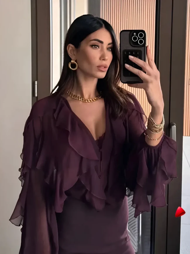 Blouse Translucide Travesti blouse translucide ruffles, vue 3