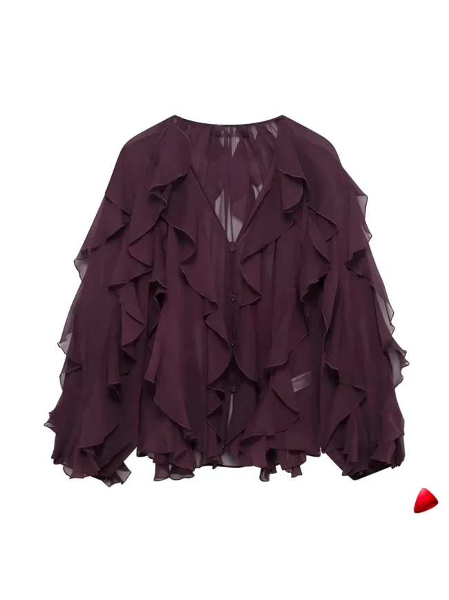 Blouse Translucide Travesti blouse translucide ruffles, vue 6