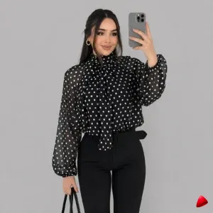 Blouse Polka Dot Travesti blouse polka dot vintage, image principale, conçue pour morphologie homme féminisé
