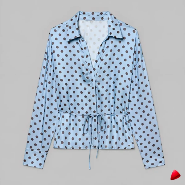Blouse Polka Dot Satin Travesti blouse polka dot satin, image principale, conçue pour morphologie homme féminisé