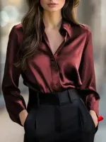 Chemise Satin Travesti chemise satin manches longues, vue 2