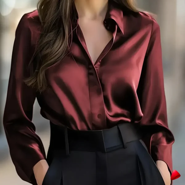 Chemise Satin Travesti chemise satin manches longues, vue 2
