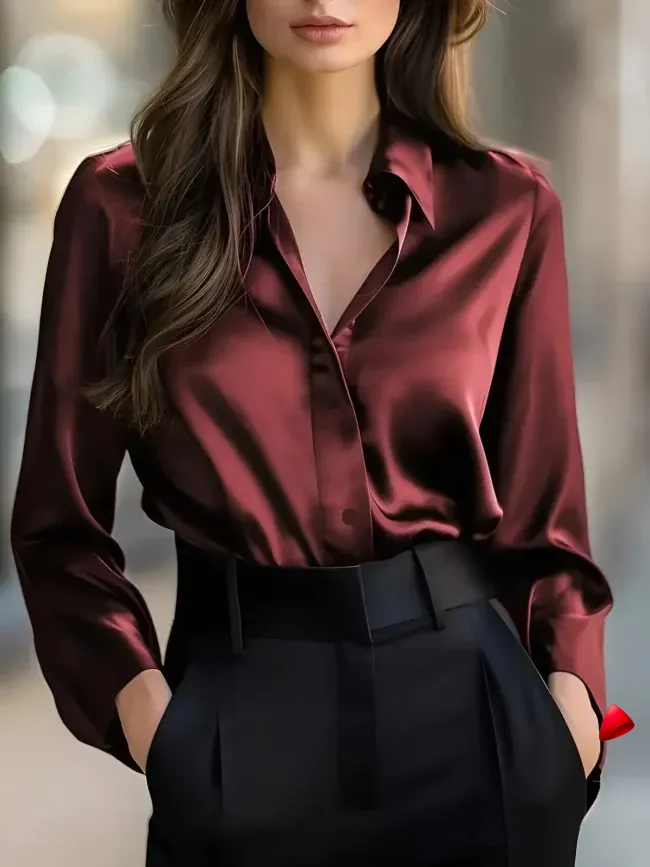 Chemise Satin Travesti chemise satin manches longues, vue 2