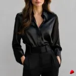 Chemise Satin Travesti chemise satin manches longues, image principale, conçue pour morphologie homme féminisé