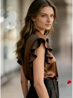 Blouse Ruffle Travesti blouse ruffle satin, vue 3