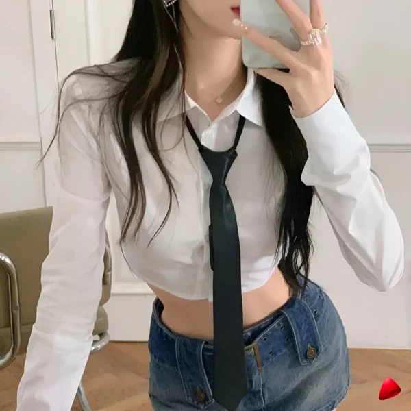 Chemise Cropped Travesti chemise cropped cravate, vue 2