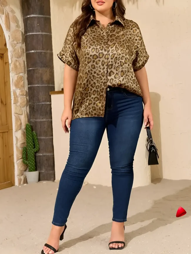 Chemise Léopard Travesti chemise léopard plus size, vue 4