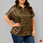Chemise Léopard Travesti chemise léopard plus size, image principale, conçue pour morphologie homme féminisé