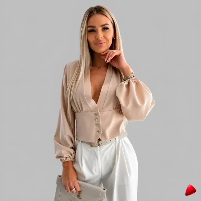 Chemise Ruffle Travesti chemise ruffle office, image principale, conçue pour morphologie homme féminisé