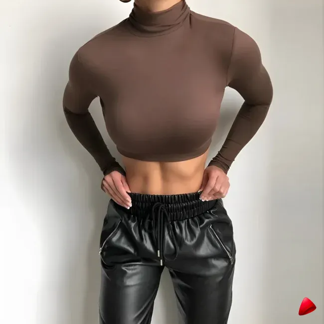 Crop Top Col Roulé Travesti crop top col roulé, vue 2