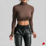 Crop Top Col Roulé Travesti crop top col roulé, image principale, conçue pour morphologie homme féminisé