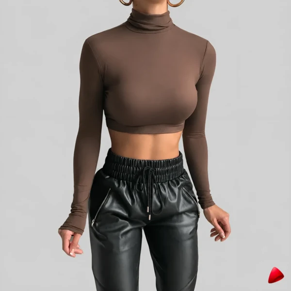 Crop Top Col Roulé Travesti crop top col roulé, image principale, conçue pour morphologie homme féminisé