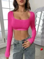 Crop Top Col Carré Travesti crop top y2k col carré, vue 4