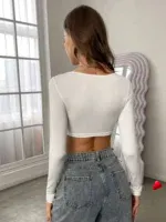 Crop Top Col Carré Travesti crop top y2k col carré, vue 5