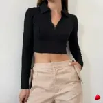 Crop Top Zip Col Travesti crop top zip col, vue 2