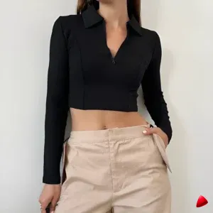 Crop Top Zip Col Travesti crop top zip col, vue 2