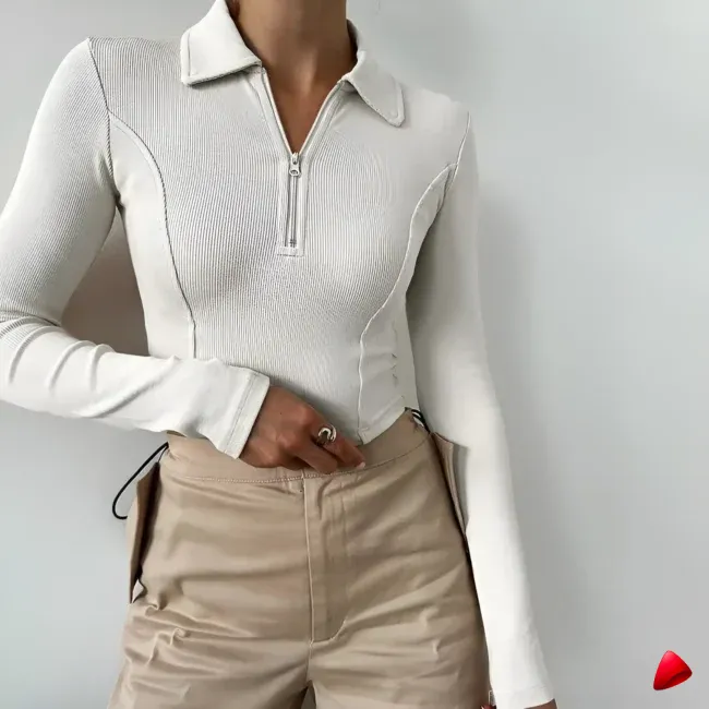 Crop Top Zip Col Travesti crop top zip col, vue 5