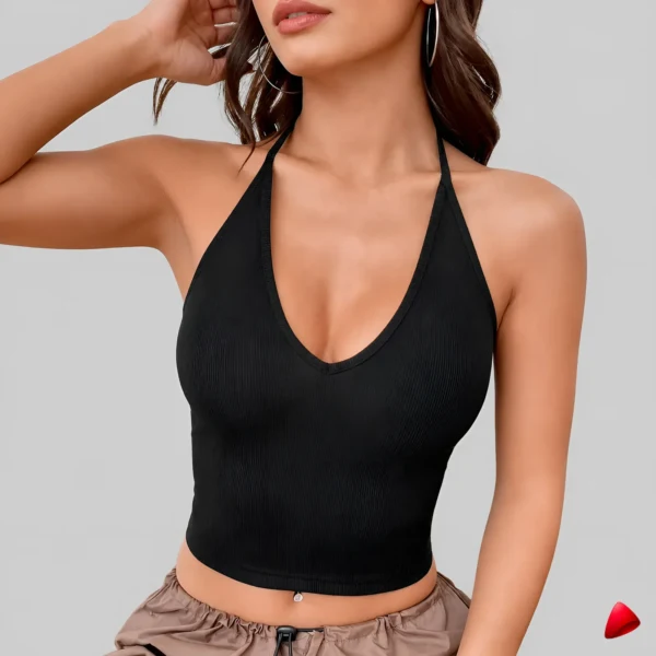 Halter Crop Y2k Travesti halter crop y2k, image principale, conçue pour morphologie homme féminisé