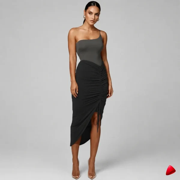 Jupe Asymétrique Travesti jupe asymétrique drapée, image principale, conçue pour morphologie homme féminisé