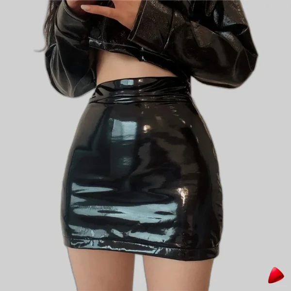 Jupe Cuir Vinyle Travesti jupe cuir vinyle mini, image principale, conçue pour morphologie homme féminisé